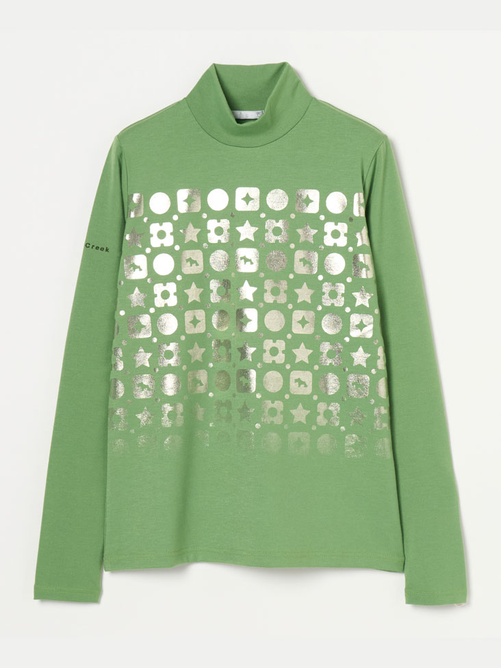 Heal Creek(ヒールクリーク)バルセロナ箔プリント ハイネックシャツ