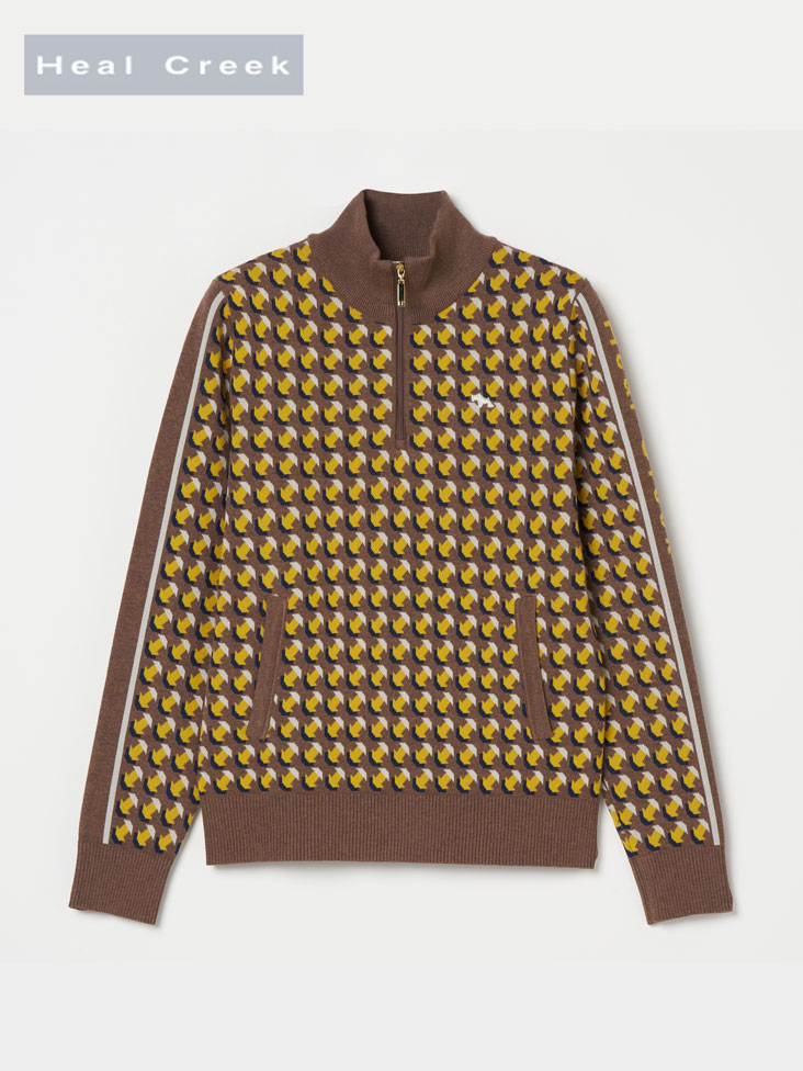 Heal Creek(ヒールクリーク)バルセロナジャカードハーフジップアップニット