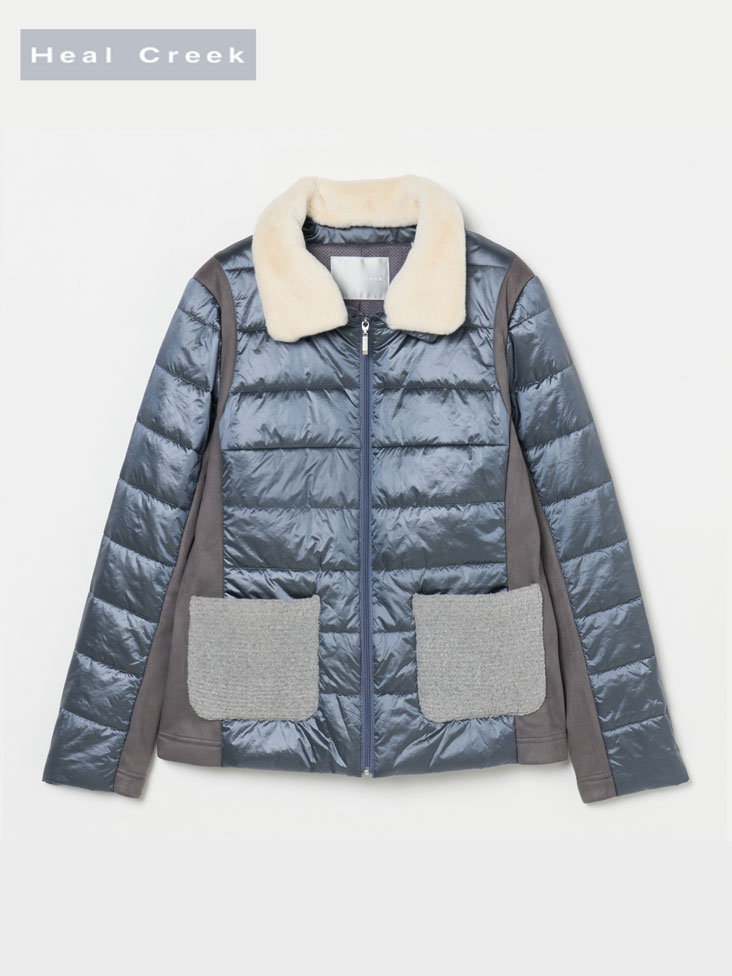 Heal Creek(ヒールクリーク)シャンブレータフタ×リブニットコンビ中わたブルゾン