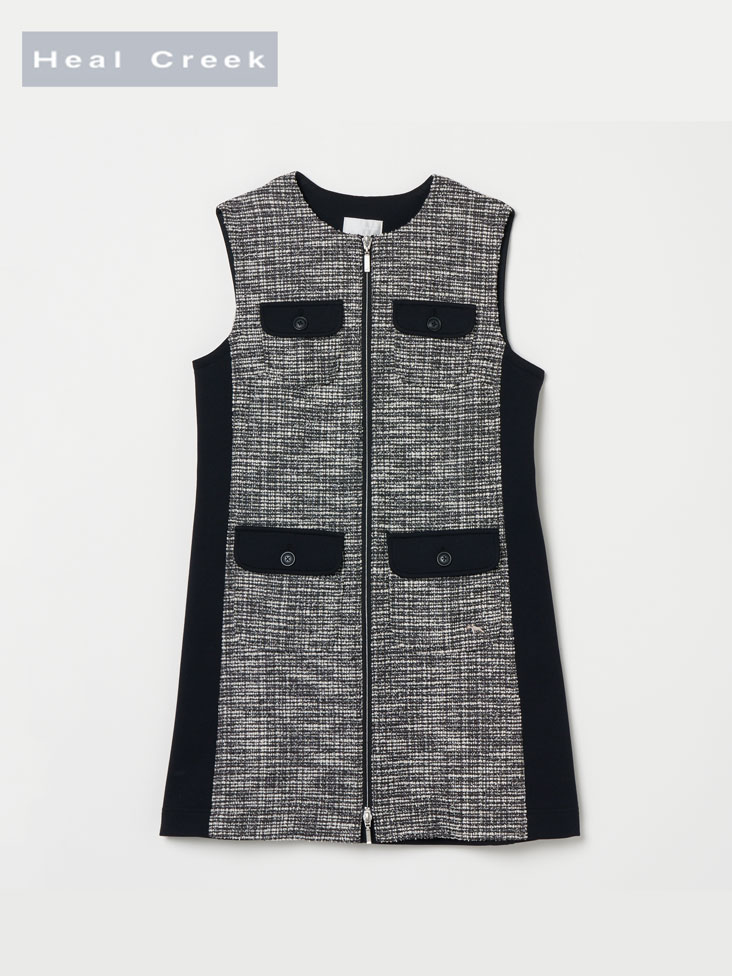 Heal Creek(ヒールクリーク)ジャージー切替フルジップワンピース