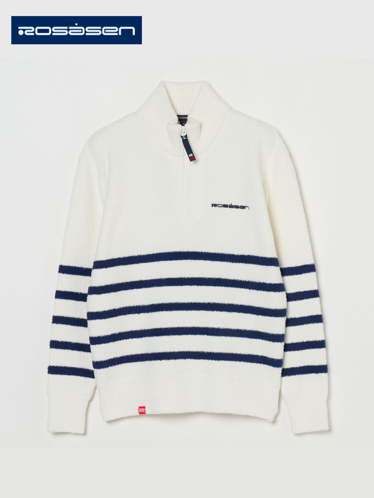 Rosasen(ロサーセン)モールニット ボーダー ハーフジップハイネック
