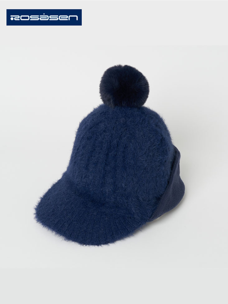 Rosasen(ロサーセン)レディース フェザーヤーン 裏フリース ケーブルニットキャップ