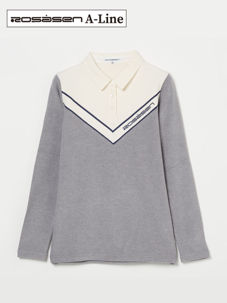 Rosasen(ロサーセン)V字配色長袖ポロシャツ